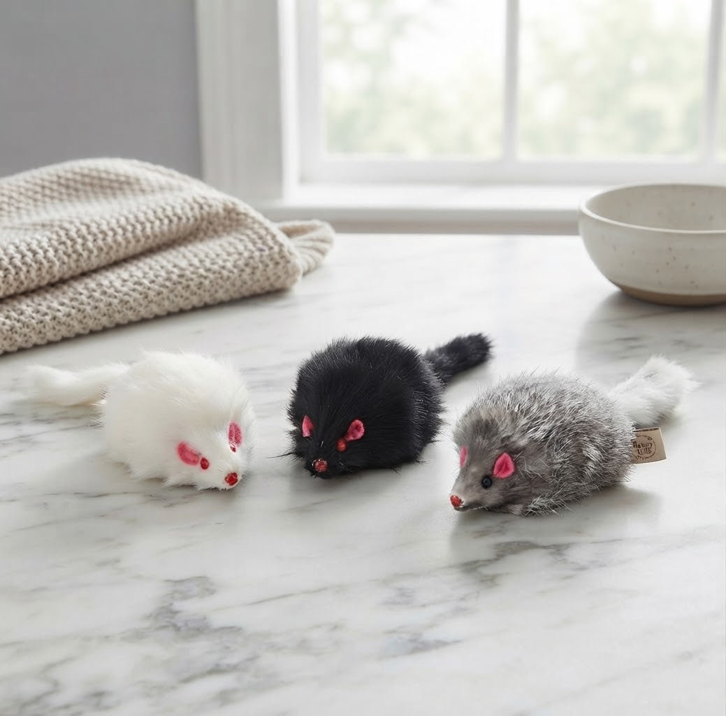 HappyTails™ - Fluffy Plush Mouse Cat Toy