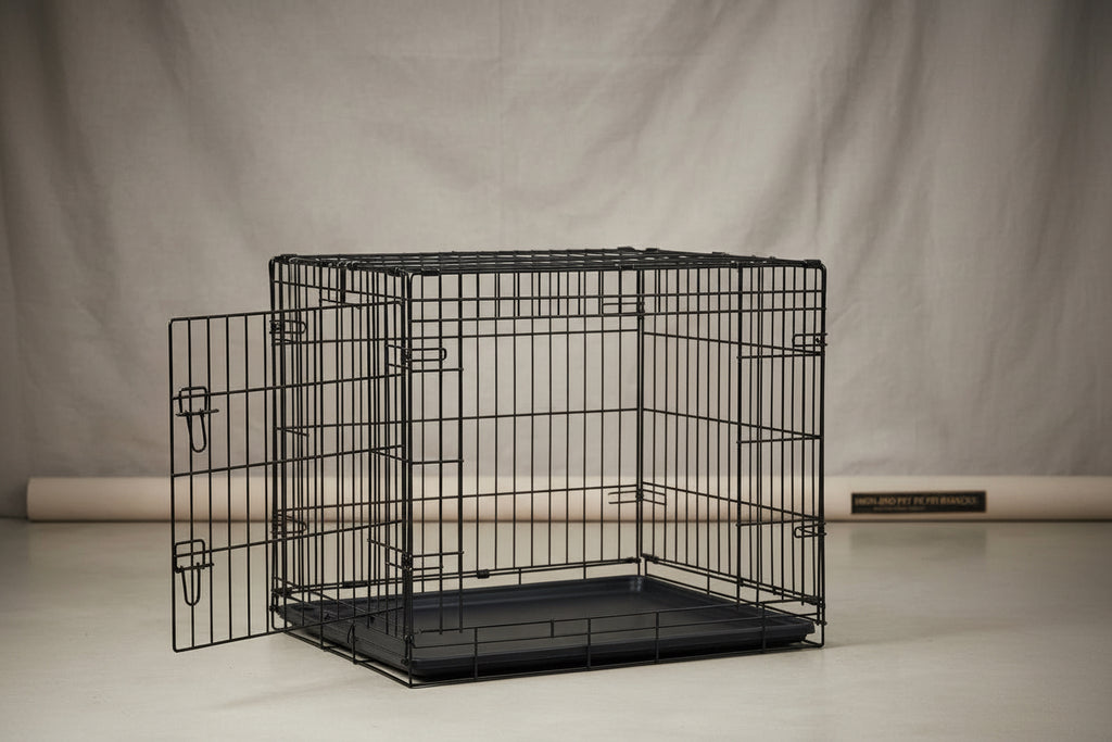 HappyTails™ 3-Size Foldable Metal Dog Crate with Leak-Proof Tray & Double Door⁠