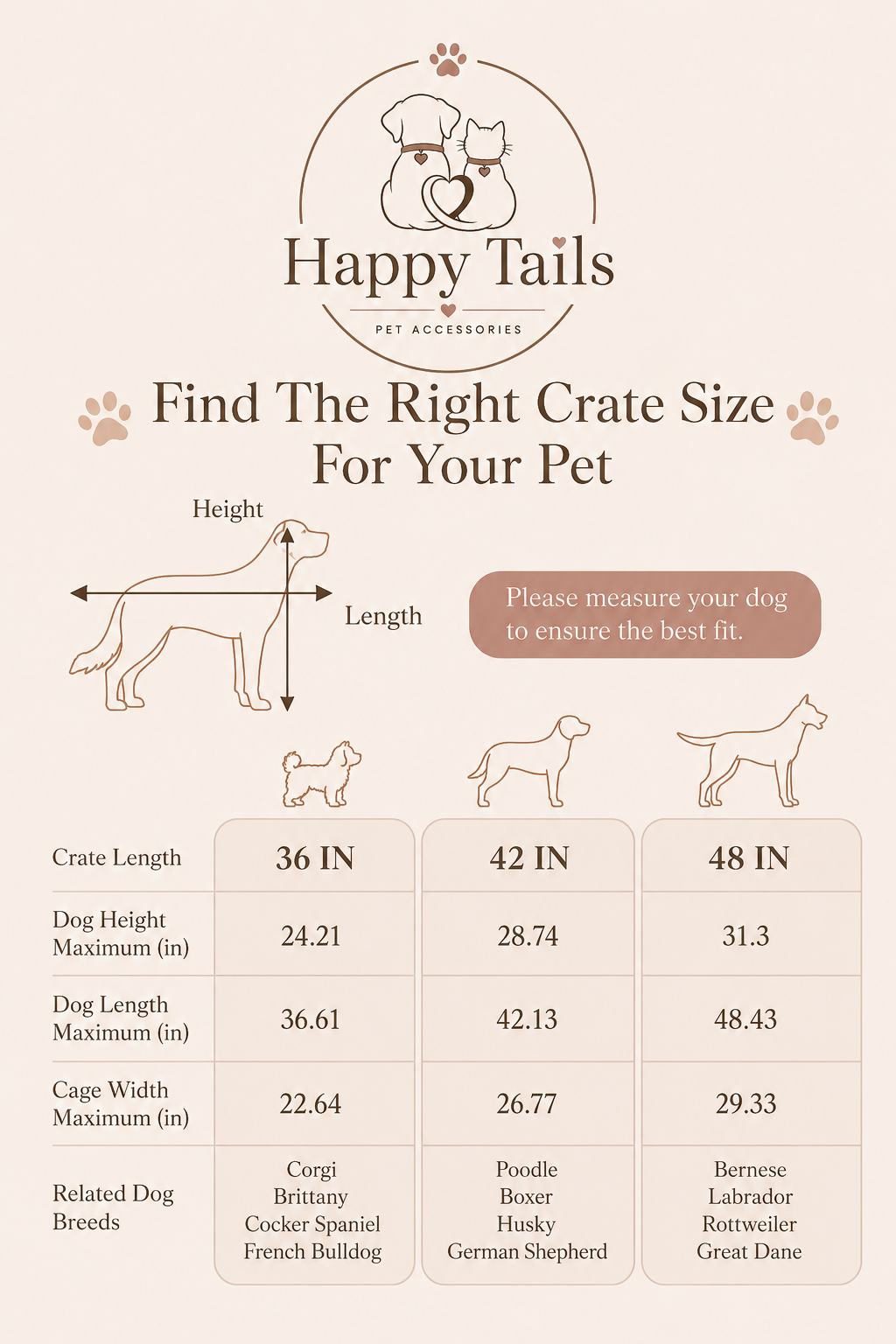 HappyTails™ 3-Size Foldable Metal Dog Crate with Leak-Proof Tray & Double Door⁠