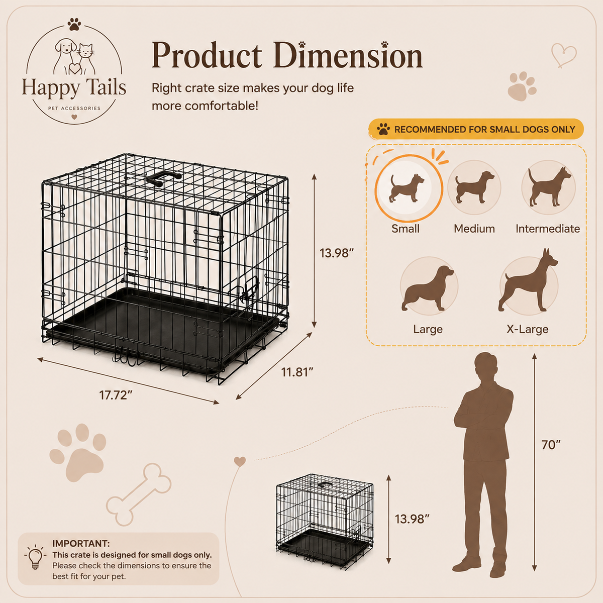 HappyTails™ - Foldable Metal Dog Crate