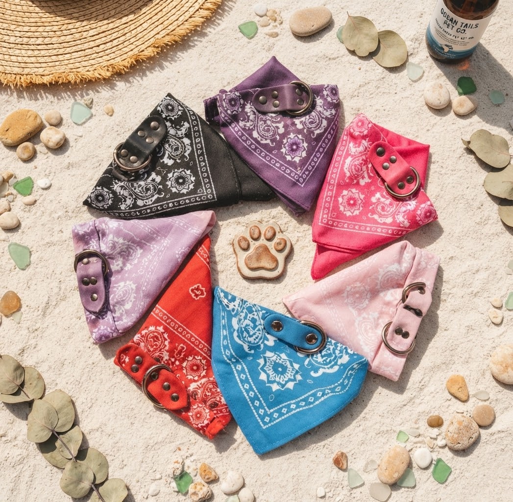 HappyTails™ - Chic Paisley Bandana & Leather Collar for Stylish Pets