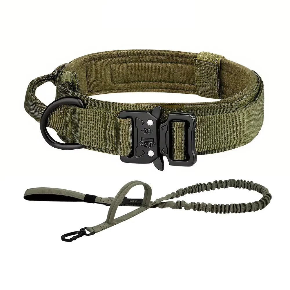 HappyTails™ - Heavy-Duty Tactical Dog Training Collar & Bungee Leash Set