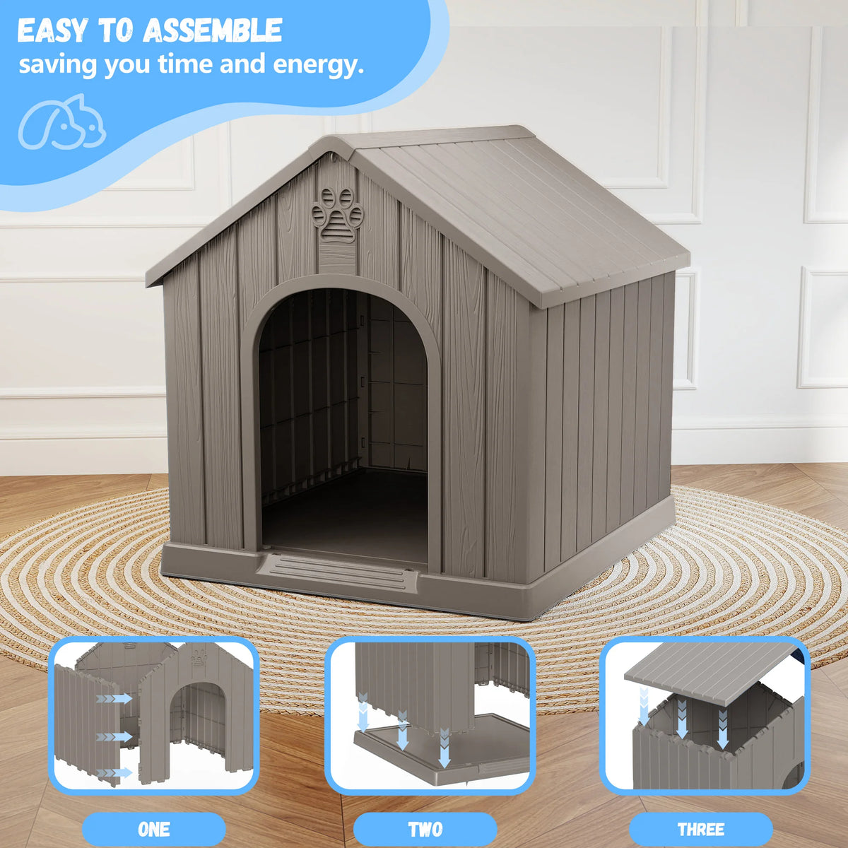 HappyTails™ -Resistant Plastic Dog House & Waterproof Kennel