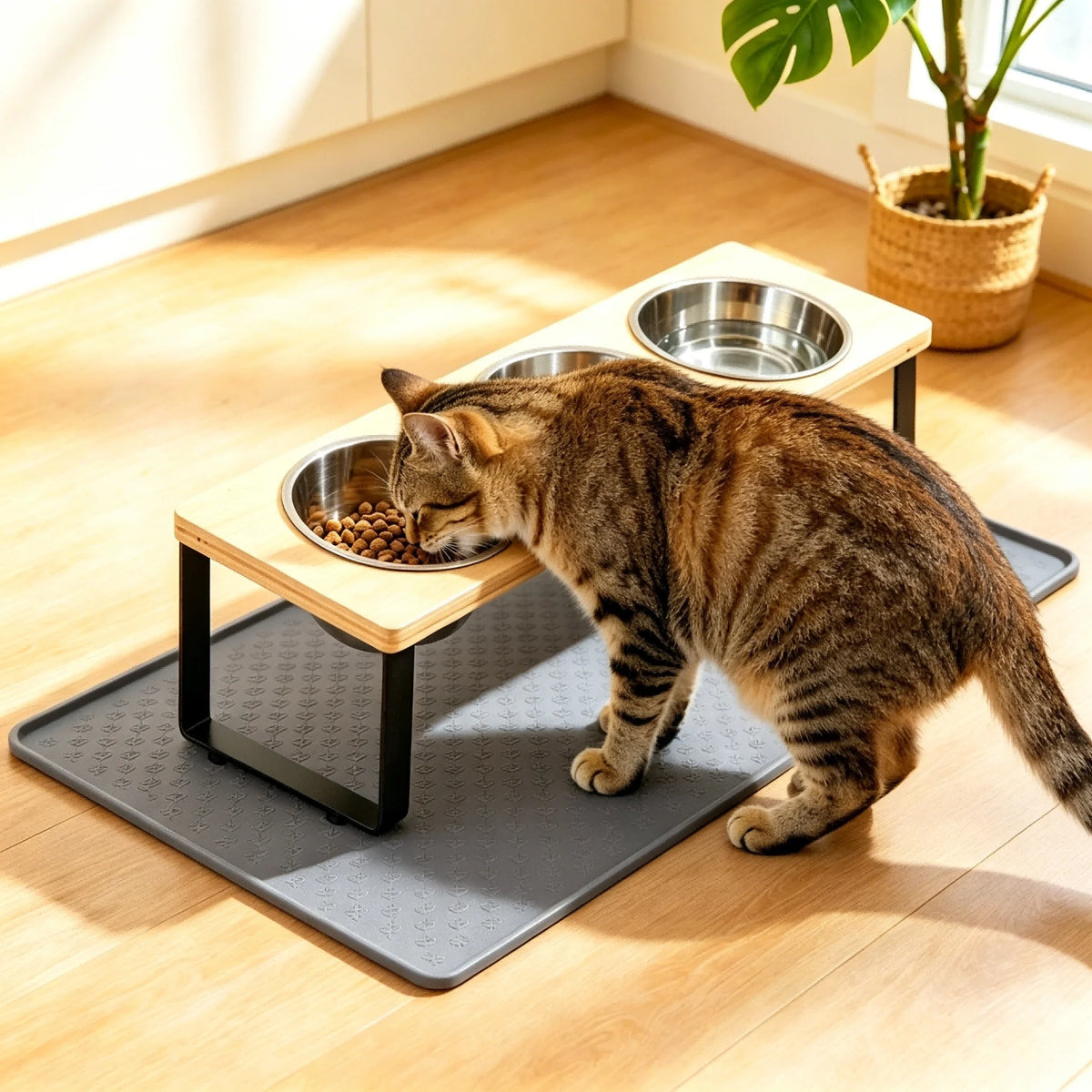 HappyTails™ - Ergonomic 15° Elevated 3-Bowl Pet Feeder⁠