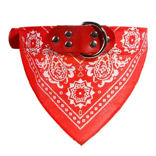 HappyTails™ - Chic Paisley Bandana & Leather Collar for Stylish Pets