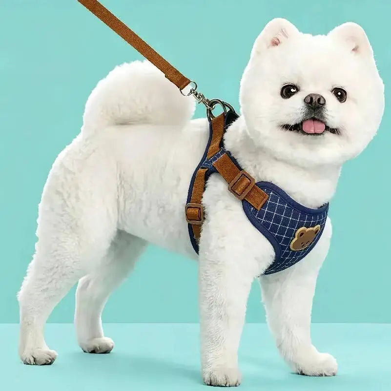 HappyTails™ - Adorable Bear Patch Breathable Vest Harness & Leash Set