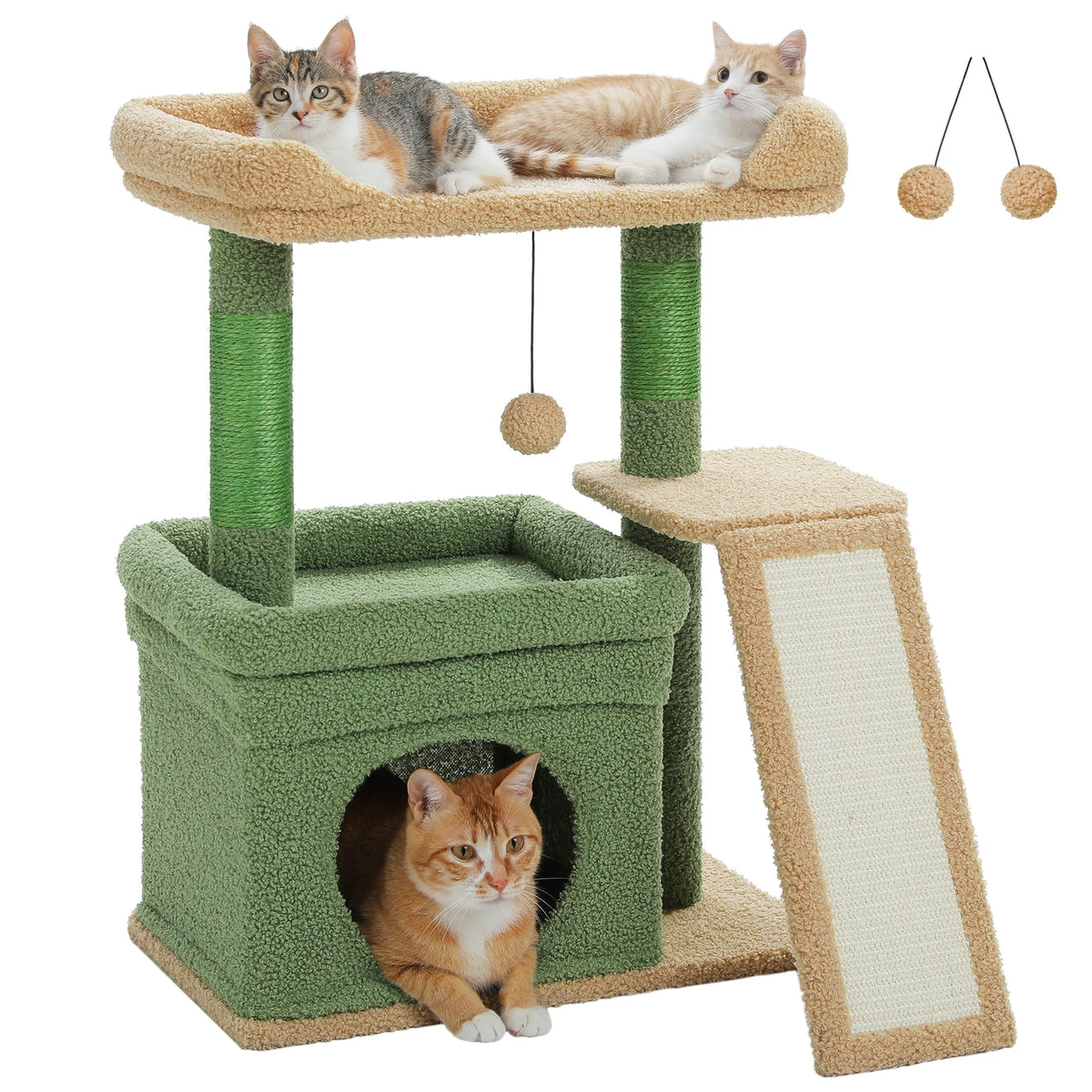 HappyTails™ - Cozy Indoor Cat Tree & Activity Tower with Sisal Scratching Posts
