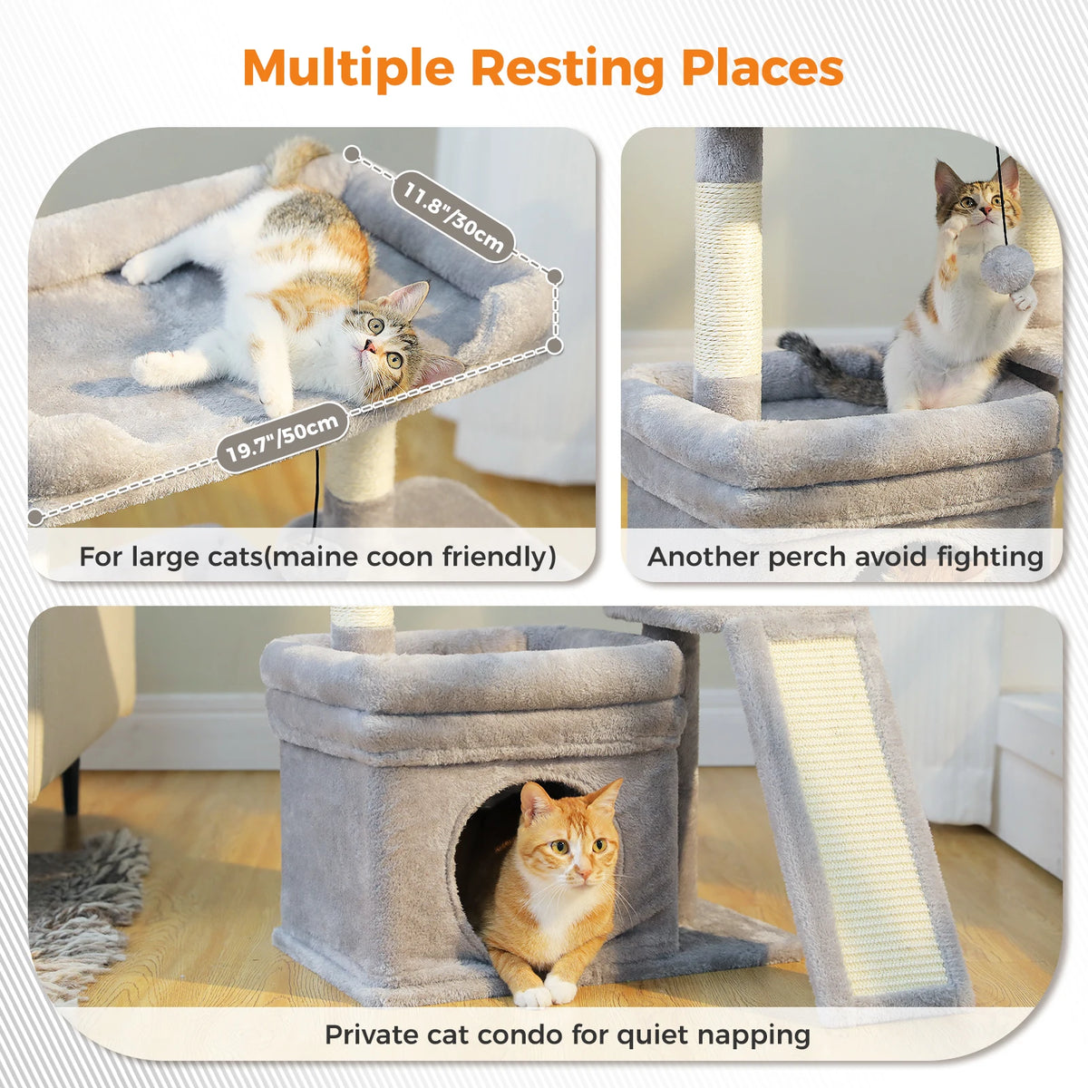 HappyTails™ - Cozy Indoor Cat Tree & Activity Tower with Sisal Scratching Posts