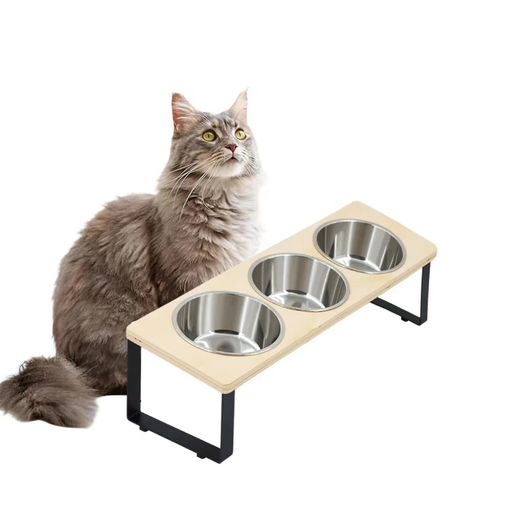 HappyTails™ - Ergonomic 15° Elevated 3-Bowl Pet Feeder⁠