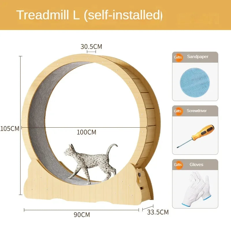 HappyTails™ - Wooden Silent Cat Exercise Wheel & Climbing Fitness Ring