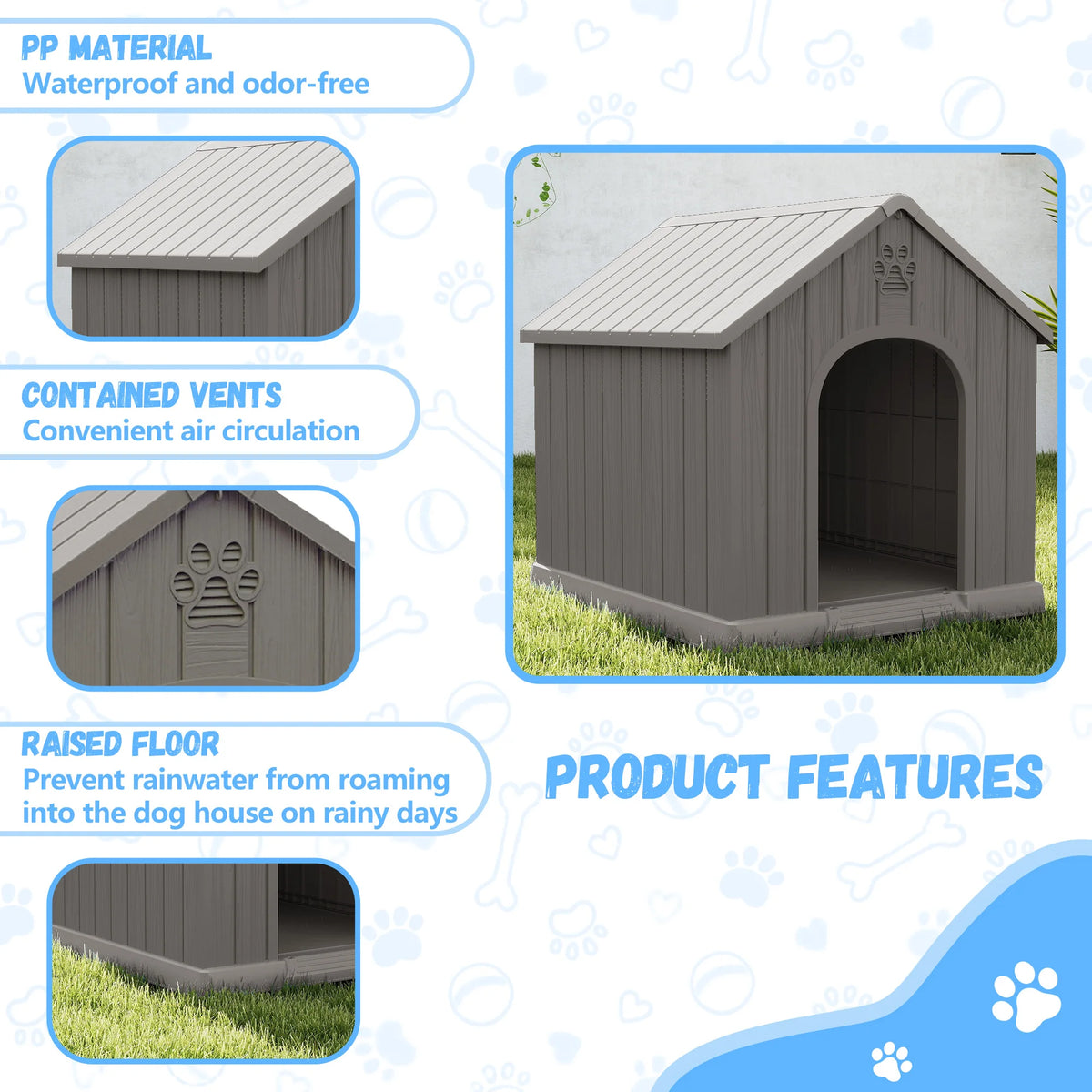 HappyTails™ -Resistant Plastic Dog House & Waterproof Kennel