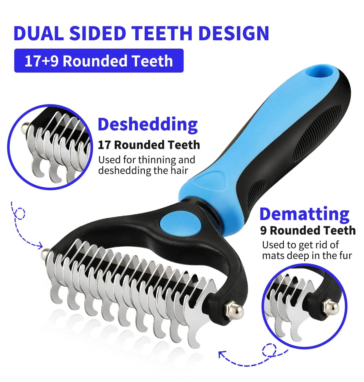 HappyTails™ - Professional Pet Deshedding & Dematting Brush