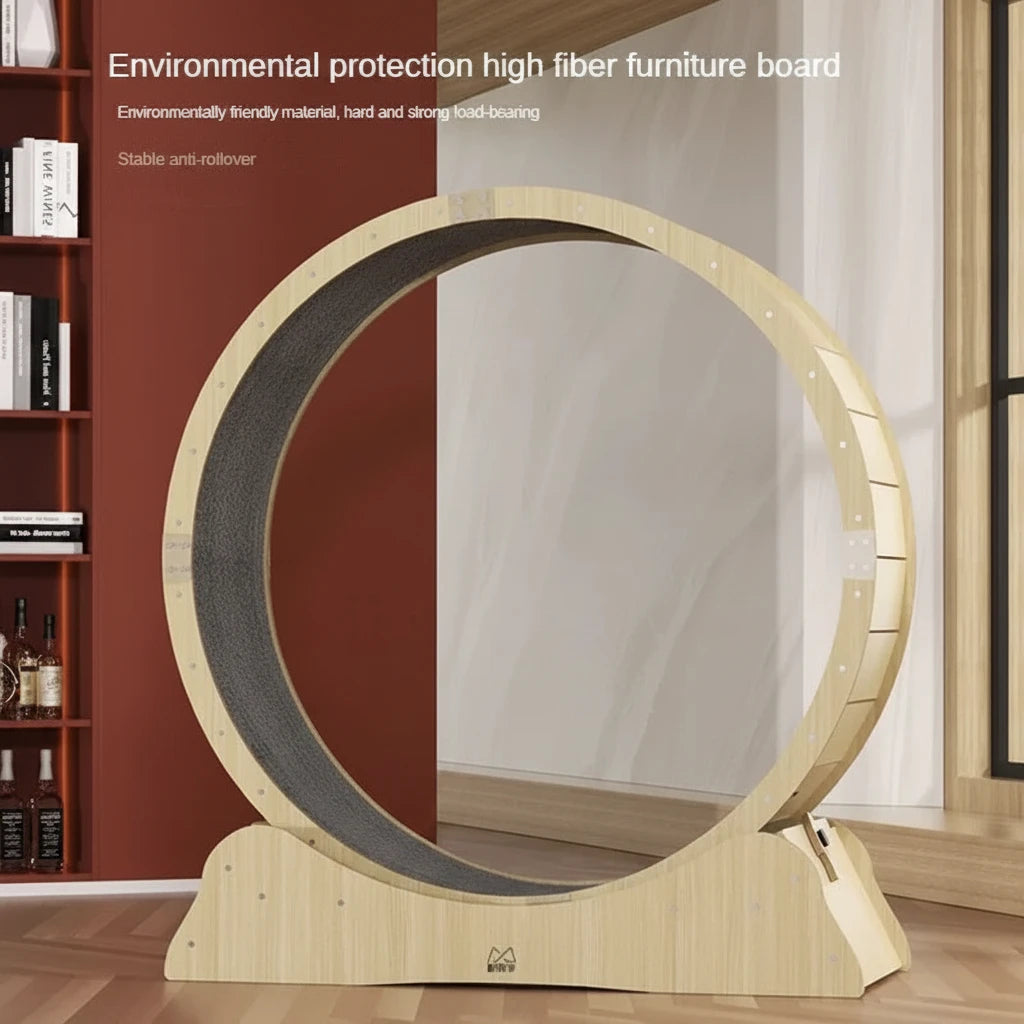 HappyTails™ - Wooden Silent Cat Exercise Wheel & Climbing Fitness Ring