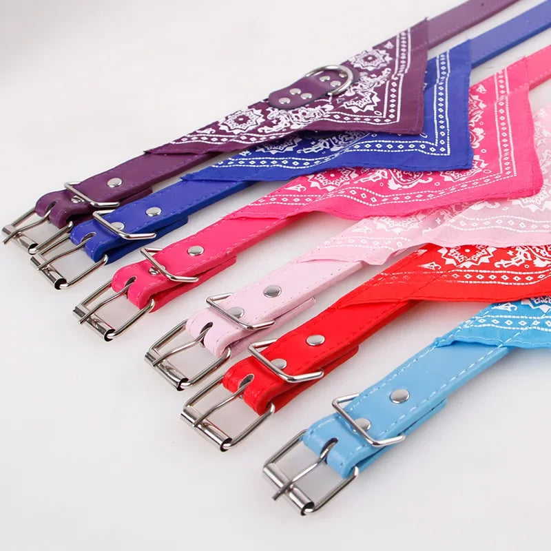 HappyTails™ - Chic Paisley Bandana & Leather Collar for Stylish Pets