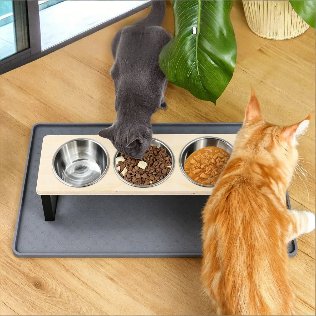 HappyTails™ - Ergonomic 15° Elevated 3-Bowl Pet Feeder⁠