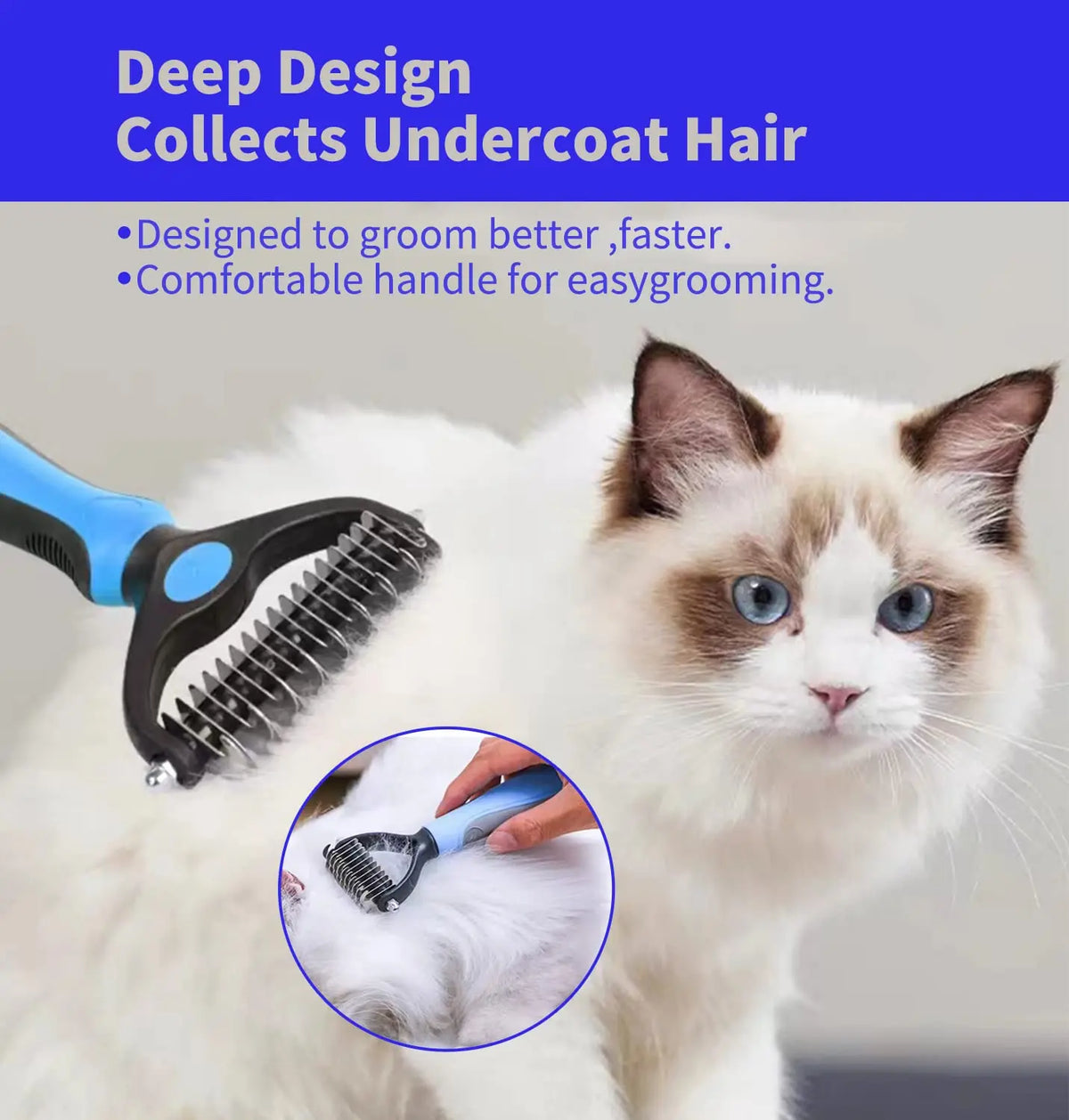 HappyTails™ - Professional Pet Deshedding & Dematting Brush