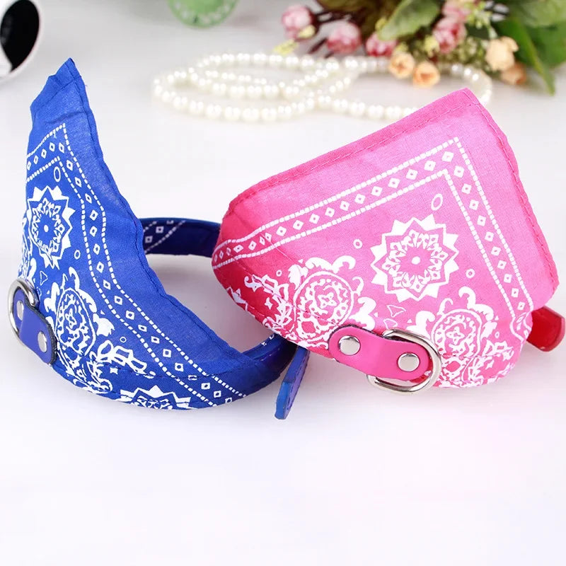 HappyTails™ - Chic Paisley Bandana & Leather Collar for Stylish Pets