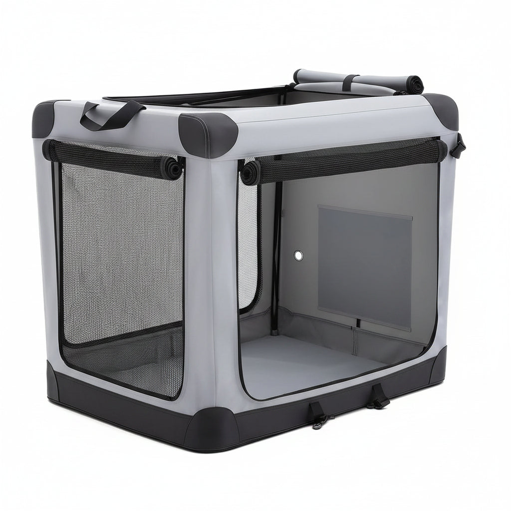 HappyTails™ - 600D Oxford Foldable Soft Dog Crate & Portable Pet Kennel with 3 Doors