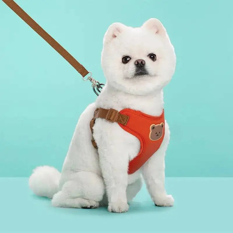HappyTails™ - Adorable Bear Patch Breathable Vest Harness & Leash Set