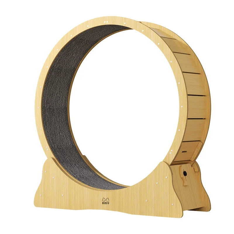 HappyTails™ - Wooden Silent Cat Exercise Wheel & Climbing Fitness Ring
